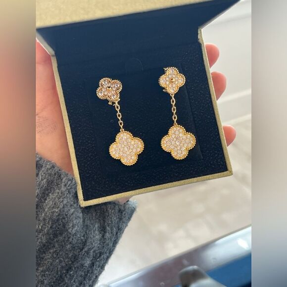 Lucky Alhambra Clover Drop Earrings with Crystal Accents - Picture 11 of 11